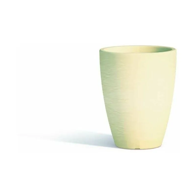 Monacis - Vaso Cromia Adone rotondo decorazione in resina Made in Italy da ø 30 x h 38 cm -Vaso / Avorio