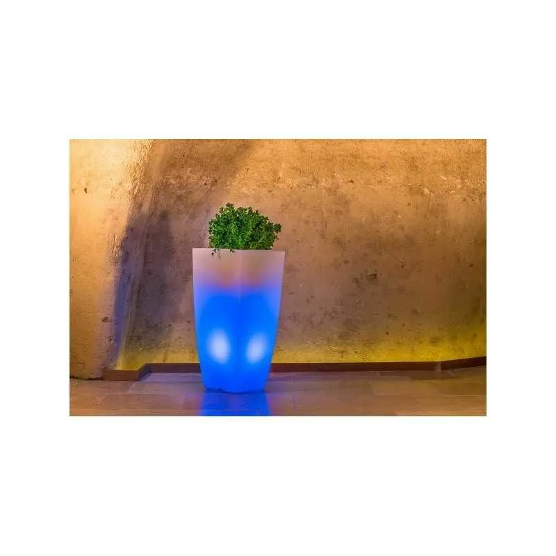 Vaso Luce in Polimero Monacis Stilo Square Top Bright - cm 39 x 39 - h 90 cm. Luce Blu