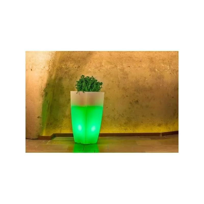 Vaso Luce in Polimero Monacis Stilo Square Top Bright - cm 39 X 39 - h 90 cm. Luce Verde