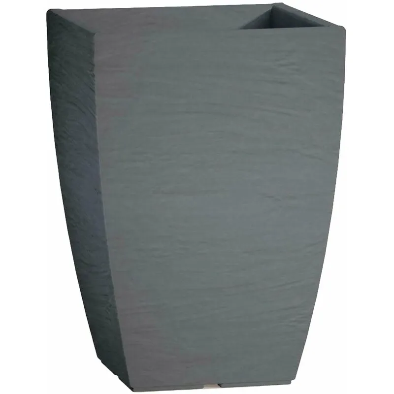 Monacis - Vaso Cromia Adone quadrato decorazione in resina Made in Italy da 27 x 27 x h 38 cm -Vaso / Grigio