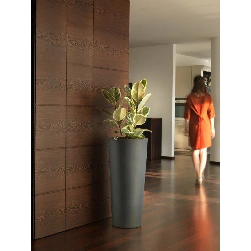 Vivaio Garden Forest - Vaso alto Cache-pot Veca Clou Rotondo Altezza 65 cm- con Cache Pot - Colore: Antracite