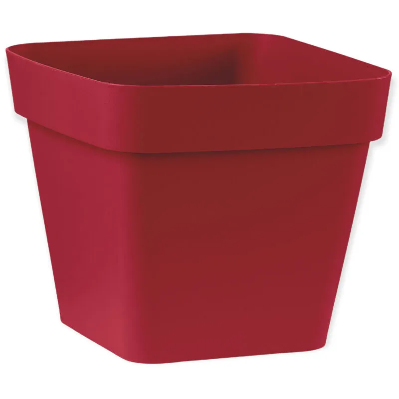 Vaso cassetta da giardino cleo quadrato in plastica moderno 34 cm Veca Color: rosso j