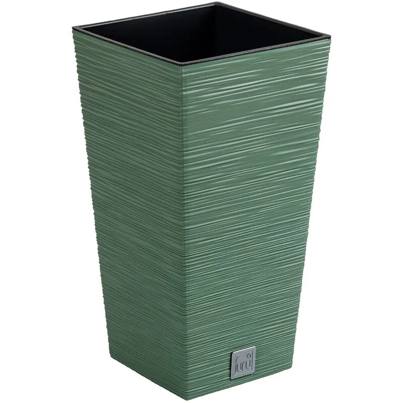 Vaso con riserva acqua 29x29x55cm Verde tierra - furu