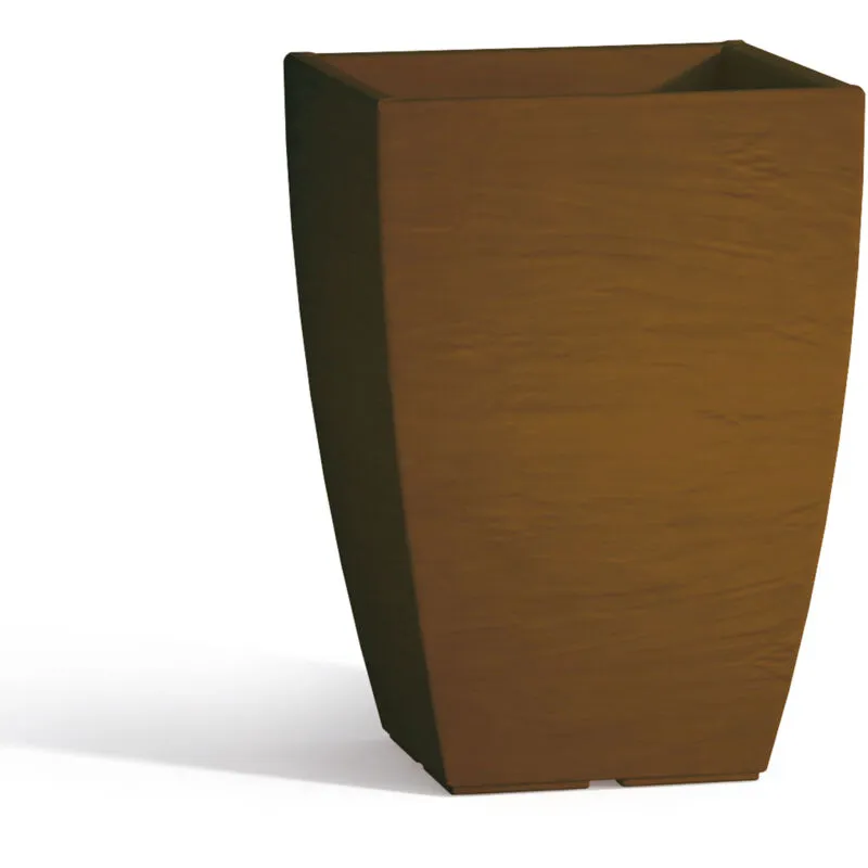Tekcnoplast - Vaso con sottovaso in resina mod. Aloe quadrato 27X27cm h 40 marrone