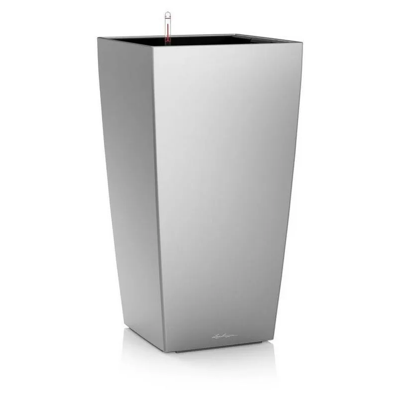 Lechuza - Vaso da interno e esterno cubico Premium 22 cm - Argento Metallizzato - Argento Metallizzato