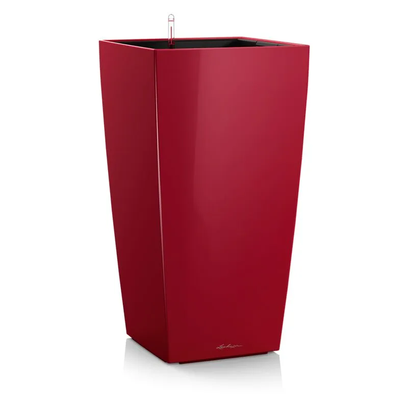 Lechuza - Vaso da interno e esterno cubico Premium 22 cm - Rosso Scarlatto Lucido - Rosso Scarlatto Lucido