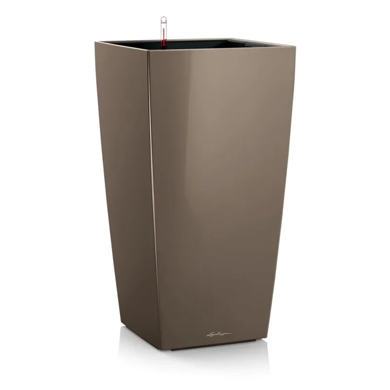 Vaso da interno e esterno cubico Premium 22 cm - Tortora Lucido - Tortora Lucido