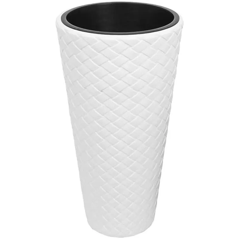 Vaso di fiori alto in rattan sintetico 23 litri bianco 30 x 55 cm