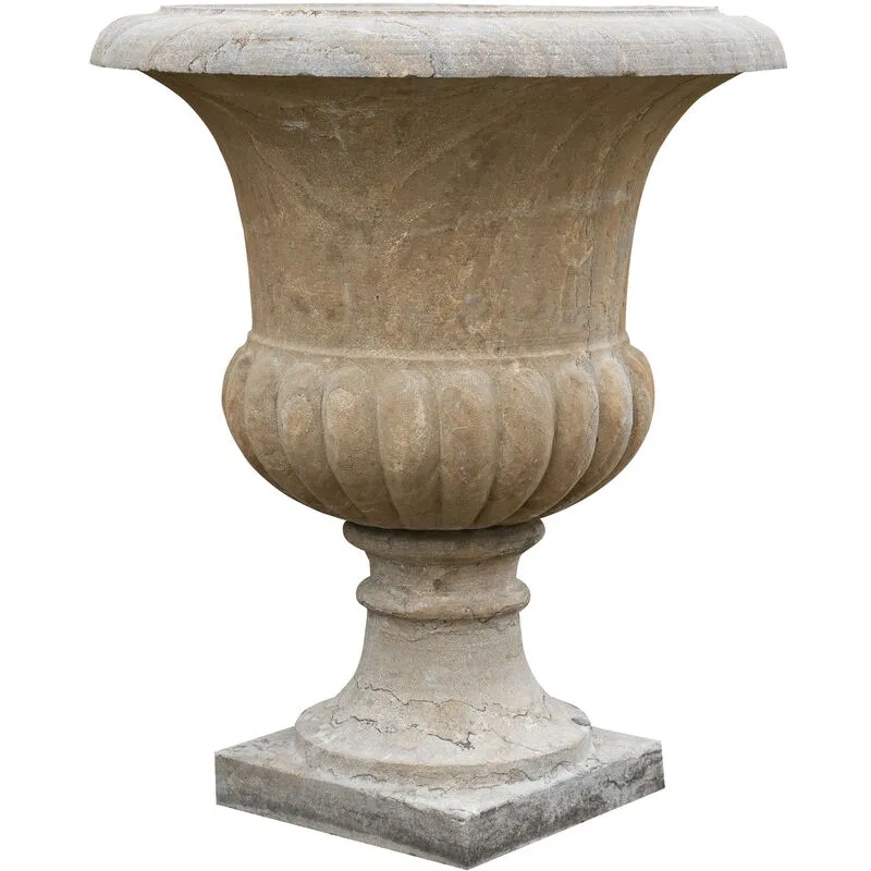 Vaso Festonato Invecchiato In Pietra L 67 x PR 67 x H 80 cm