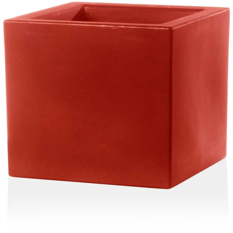 Vaso quadrato rosso cardinale 58x58 cm h 58 mod. Schio cubo