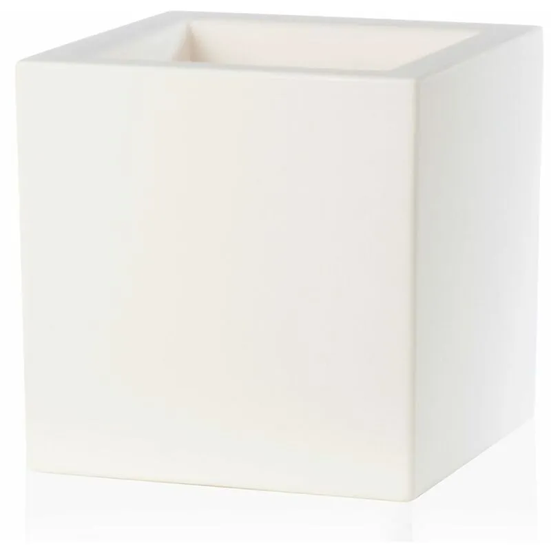 Vaso Moderno Cubo Schio Essential in plastica da giardino per fiori e piante -60 cm / Bianco