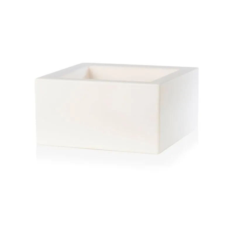 Teraplast - Vaso Fioriera in resina schio cubo basso 50x50 H20 - bianco bianco latte