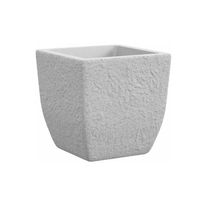 Vaso lithos 40 cm bianco effetto pietra
