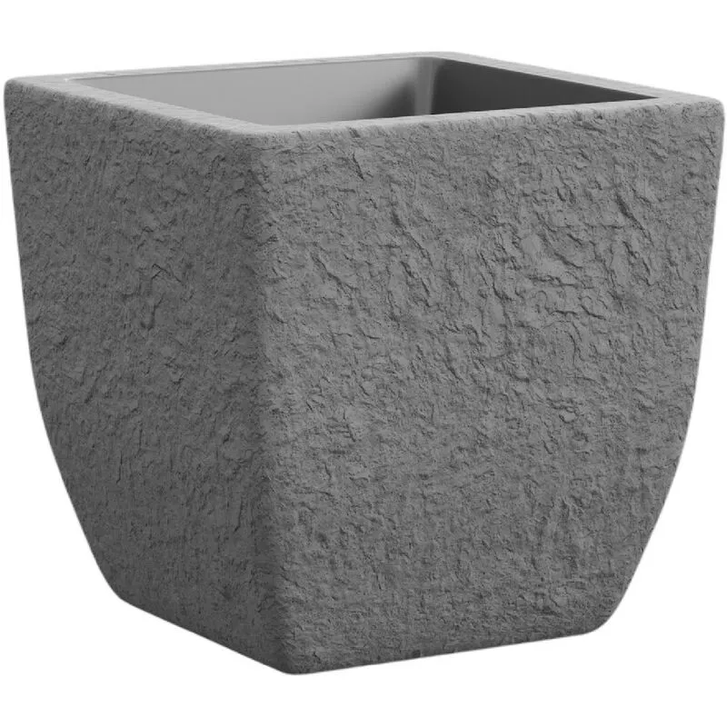 Tera - vaso Fioriera lithos quadrato finta pietra resina 40 cm vari colori Vaso in pietra Color: grigio