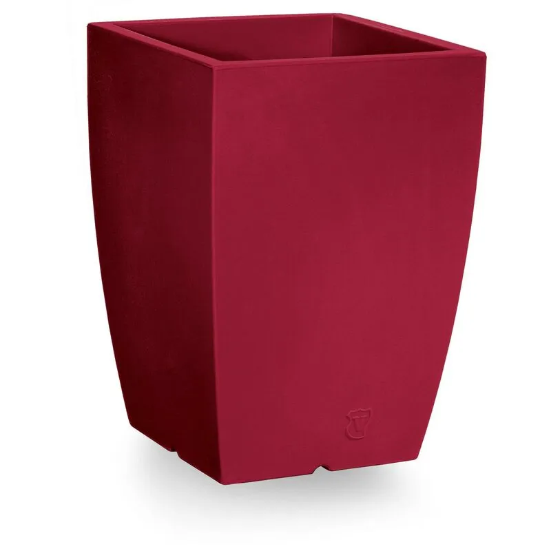 Vaso quadrato in resina 'Genesis' h. 50 cm. Rosso Oriente