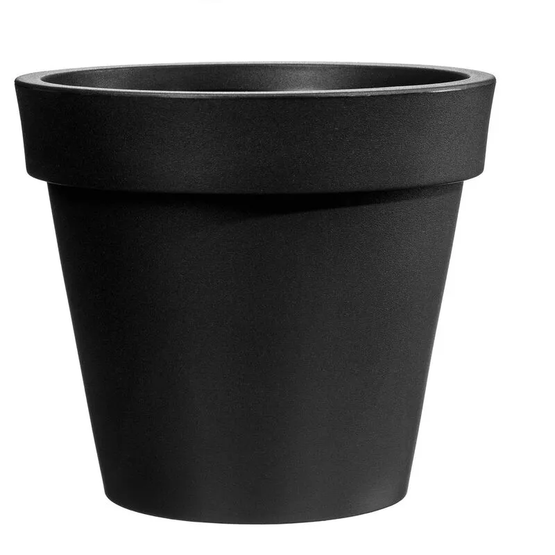 Veca - Vaso rotondo in resina Easy 100 cm. Nero - Nero