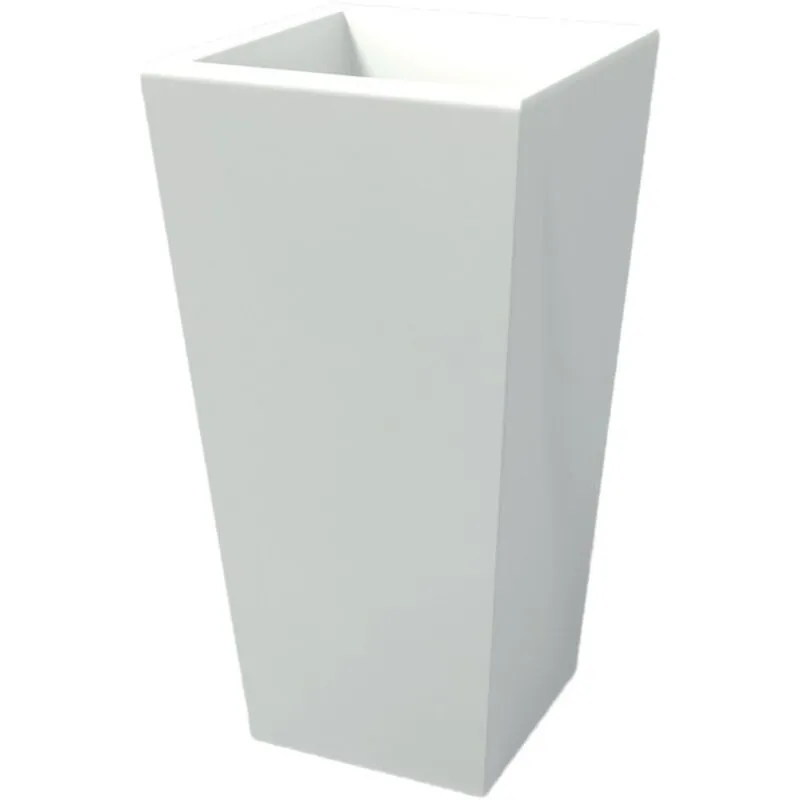 Vaso moderno rettangolare in resina mod. Egizio Liscio h 65 bianco