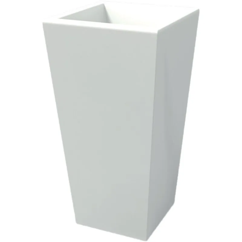 Vaso moderno rettangolare in resina mod. Egizio Liscio h 90 bianco