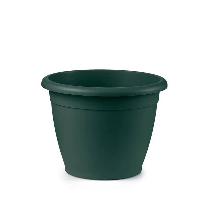 Veca - Vaso in plastica rotondo da giardino diametro 25 cm verde bosco