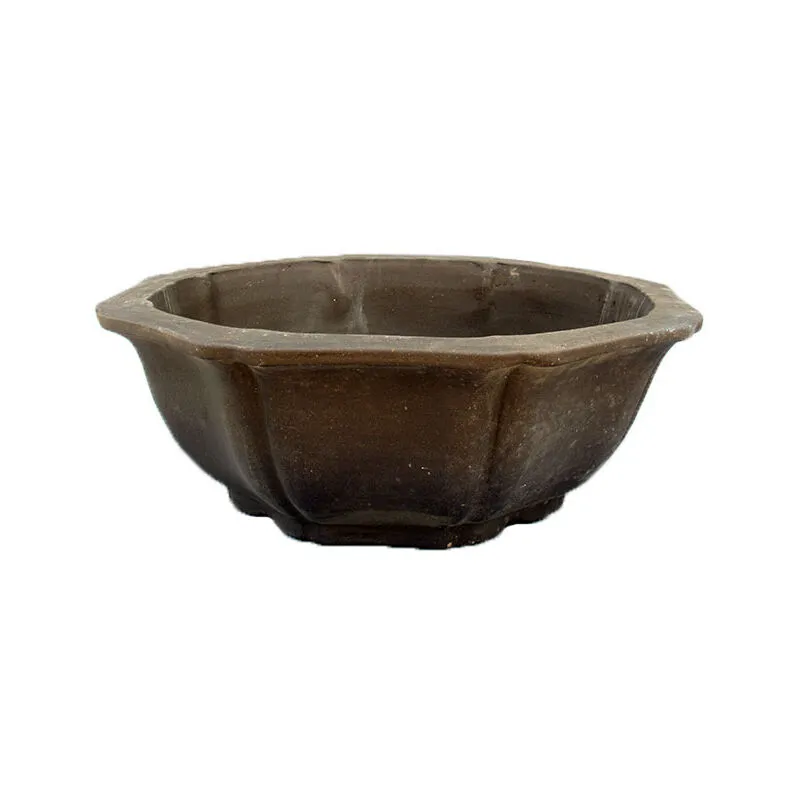Vaso per bonsai ottagonale (forma a fior di loto) in gres 30x30x10,5 cm - GL64b