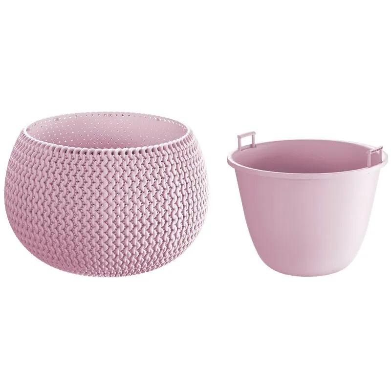 Vaso di fiori tonda con vasca Splofy Bowl in plastica colore viola 37 (lunghezza) x 37 (larghezza) x 21 (altezza) cm