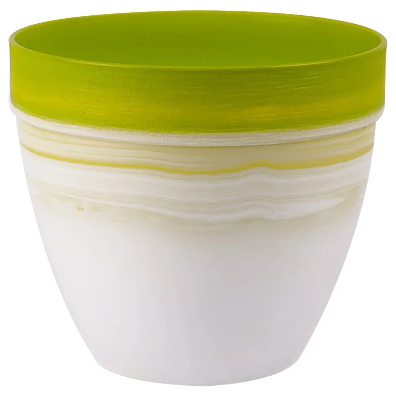 Idel - Vaso per Piante Colorato Sfumature Interno Esterno Plastica Touch Exclusive Formato: 16 cm - Colore: Lime