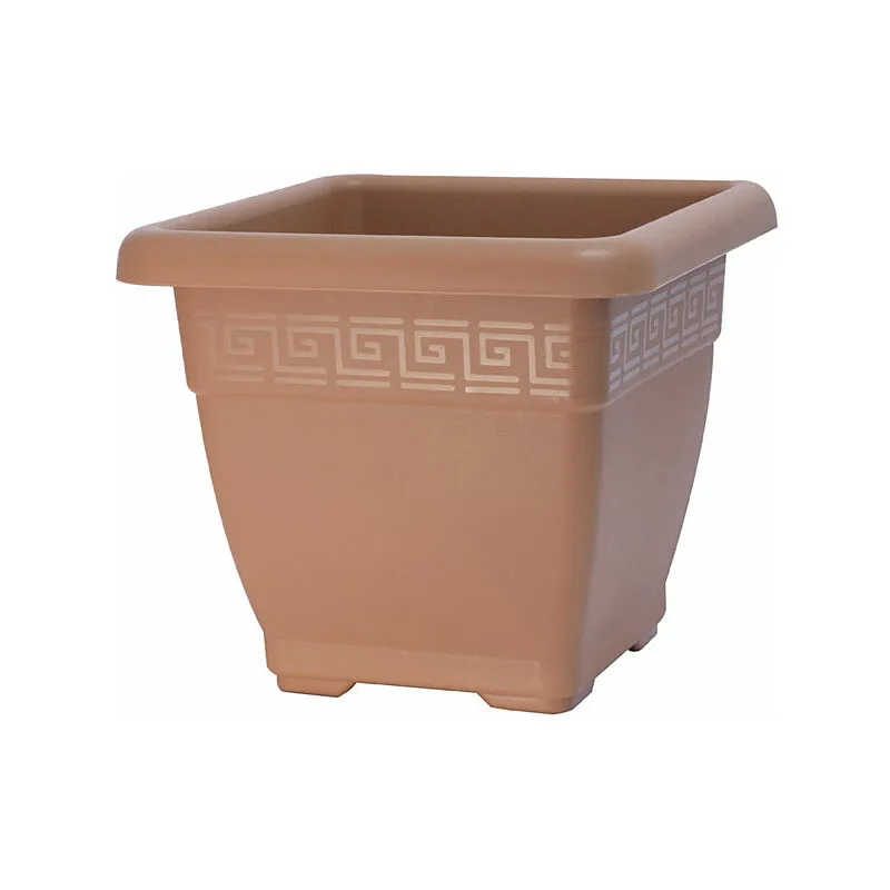 Idel - Vaso per Piante Quadrato Interno Esterno Quadrato Plasticotto Quadro Formato: 37 cm - Colore: Terracotta