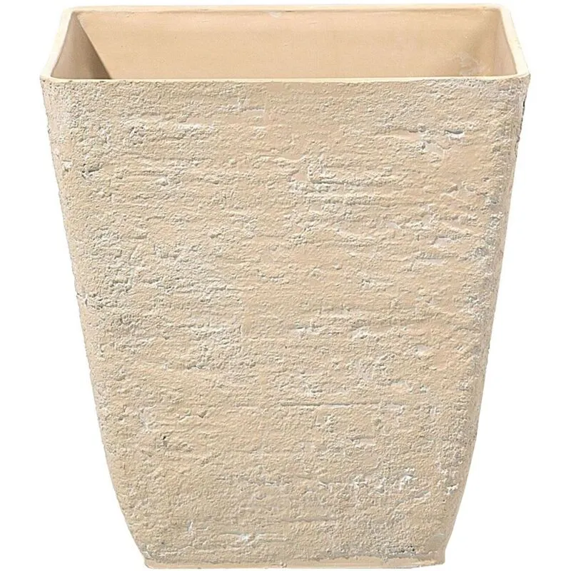 Vaso Quadrato Simil Pietra Beige per Interni e Esterni 39 x 39 x 43 cm Delos