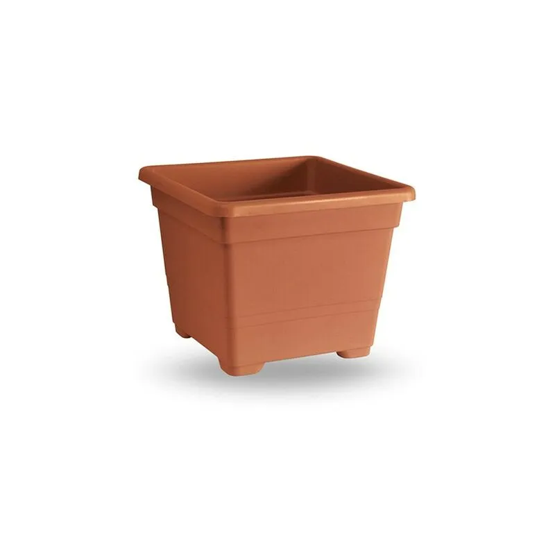 Vaso da giardino quadrato in plastica 32 cm terracotta - Terracotta