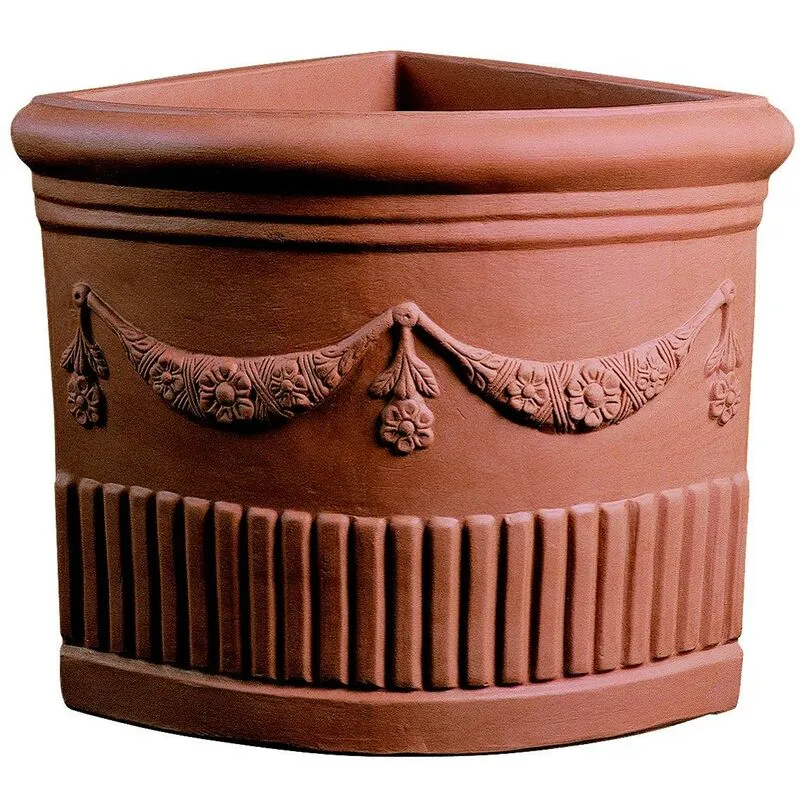 Vaso Resina Angolare Doppio Festone cm. 49 Terracotta