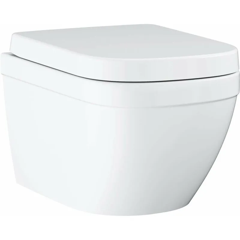  - Euro Ceramic - wc sospeso con copriwater softclose, rimless, Triple Vortex, bianco alpino 39693000