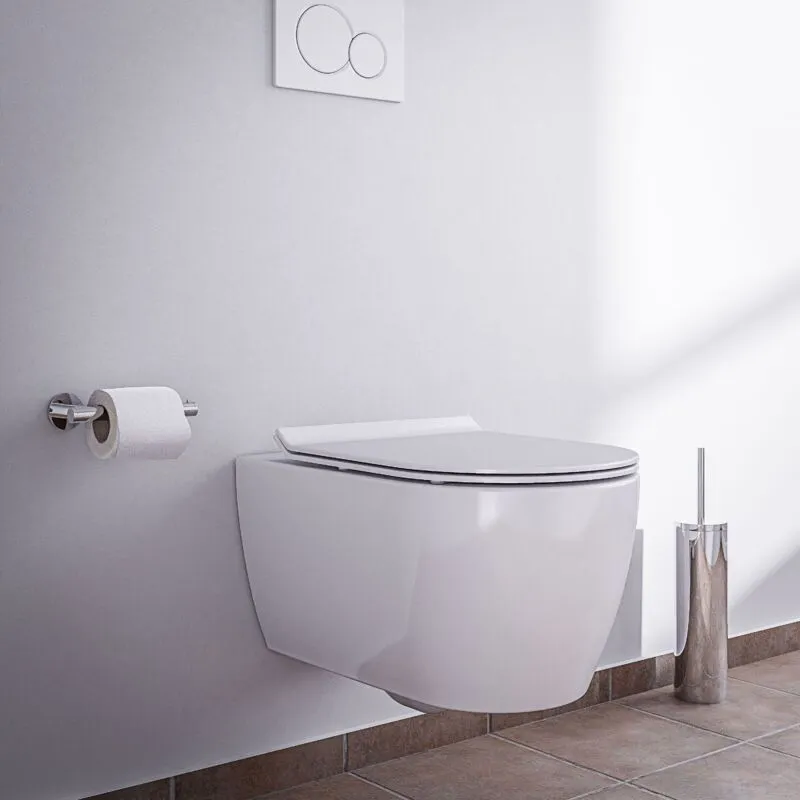  - wc sospeso NT2039 senza brida - sedile in duroplast e chiusura con sistema soft-close - Bianco lucido Extra piatto