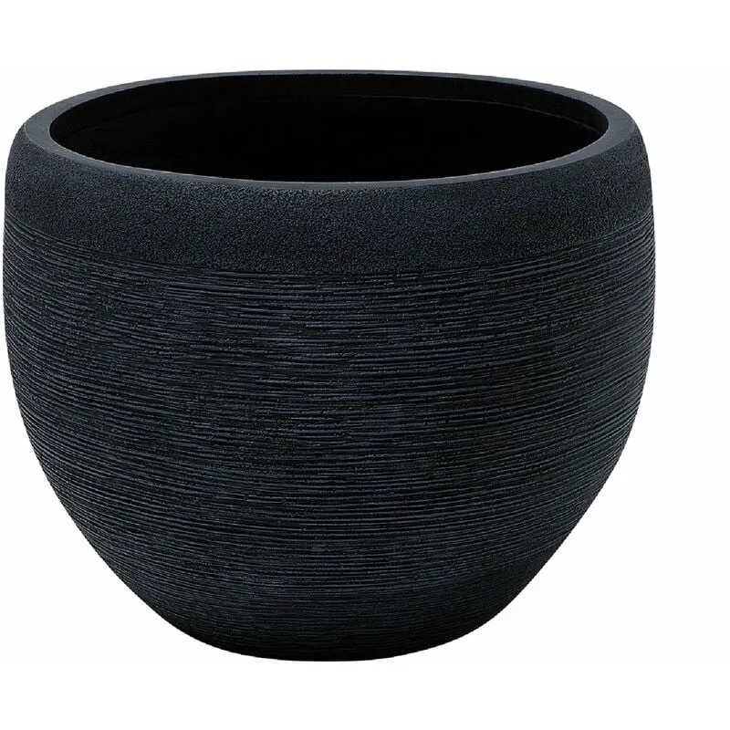 Vaso tondo in fibra di argilla e pietra nera 50 x 50 x 39 cm Zakros - Nero