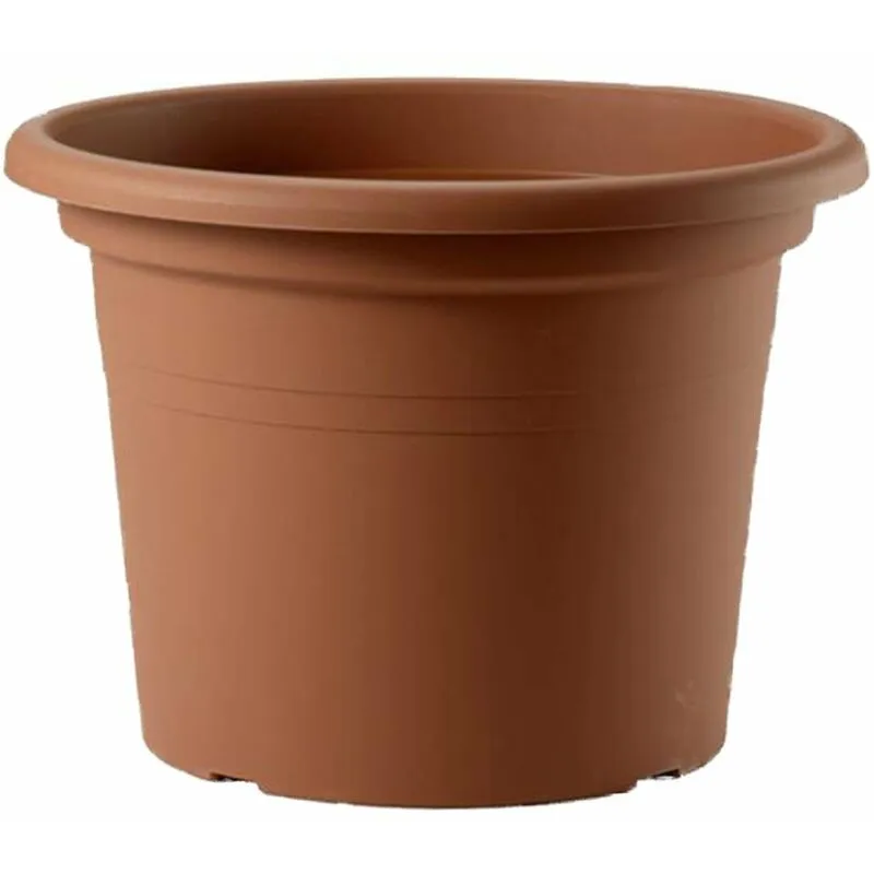  - Vaso tondo in plastica Cilindro Basic colorato per giardino piante e fiori -45 cm / Terracotta