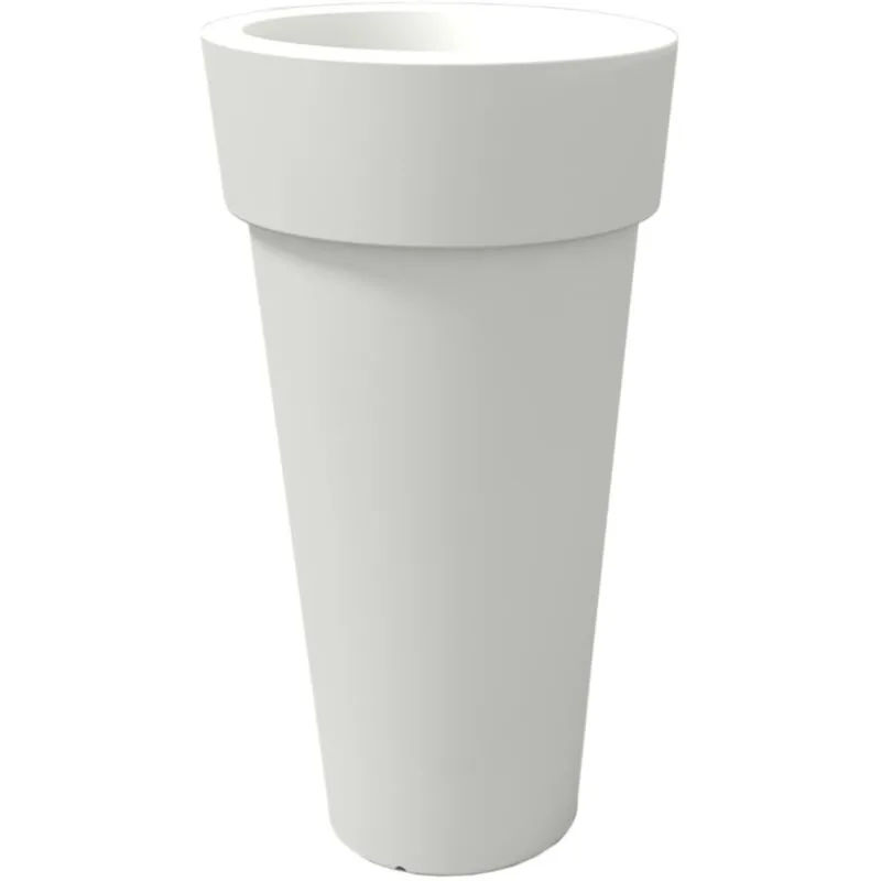 Vaso tondo moderno in resina h 45 mod. Messapico bianco