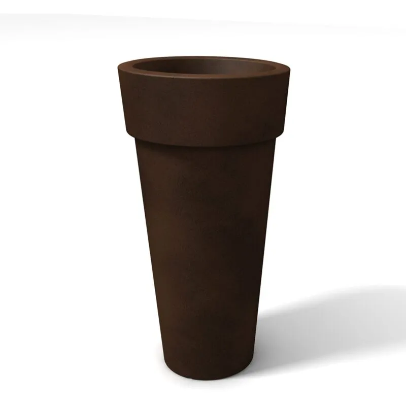 Idralite - Vaso tondo moderno in resina h 45 mod. Messapico bronzo