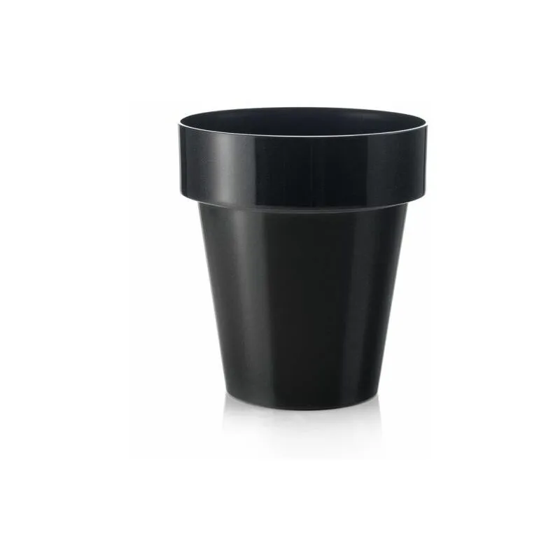 Teraplast - Vaso tondo Porto Colour in plastica colorati da esterno e giardino per fiori e piante -30 cm / Nero