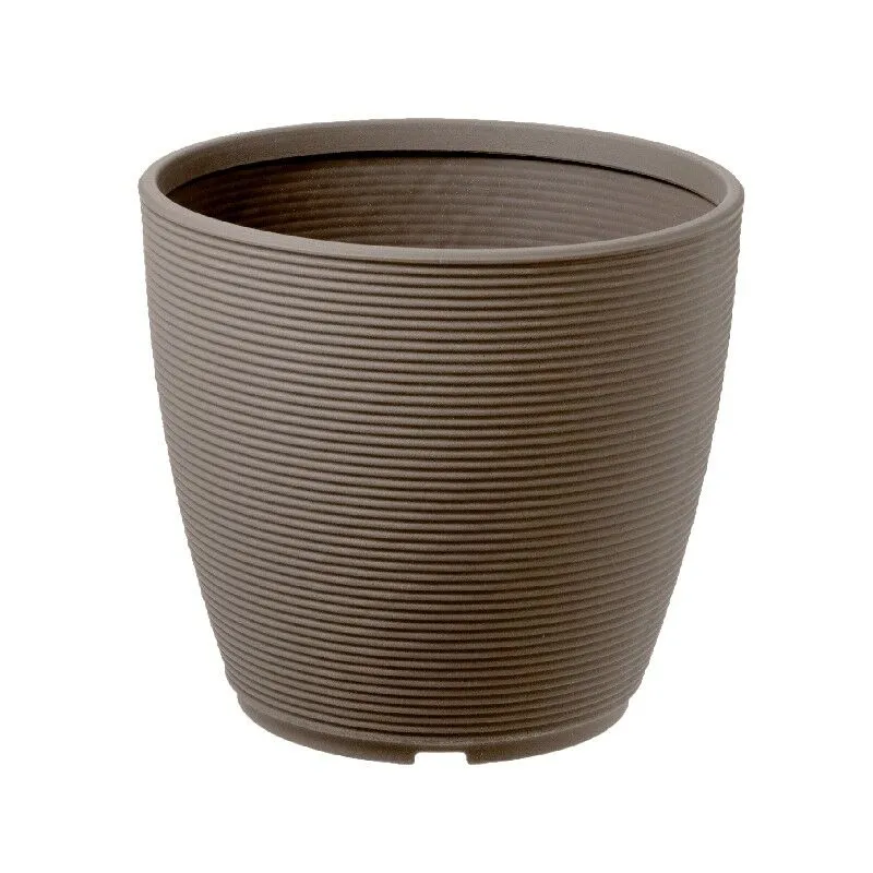 Vaso fioriera ring tondo millerighe in resina moderno made in italy Ø48cm Tera Color: cappuccino