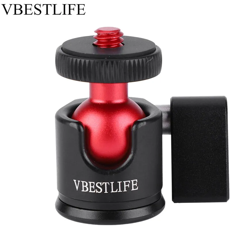 VBESTLIFE Mini testa a sfera girevole in metallo da 360 gradi con attacco a vite da 1/4" per luce di riempimento fotocamera DSLR