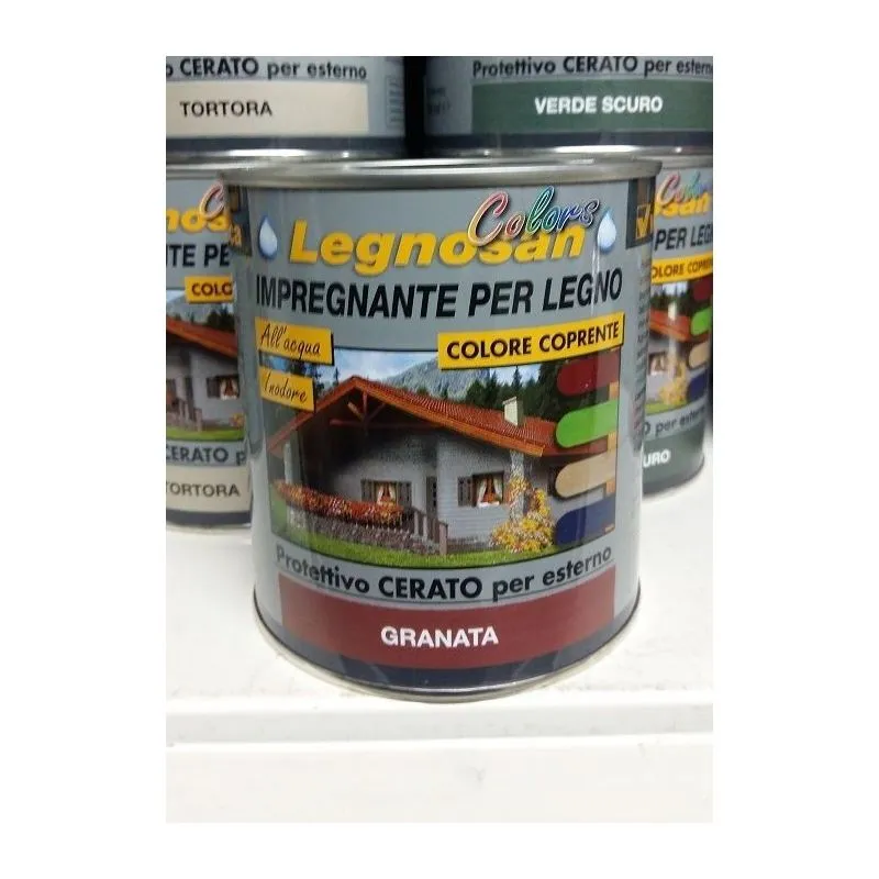 Veleca impregnante idrorepellente per legno all'acqua legnosan colors 750ML Granata