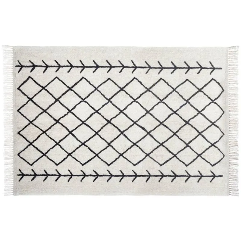 Tappeto in cotone bianco e nero Delhi 120x170cm Atmosphera Créateur D'intérieur