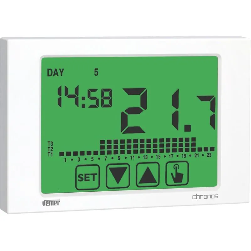 Cronotermostato Digitale Touch Screen 230V Vemer VE453700 Chronos - Bianco