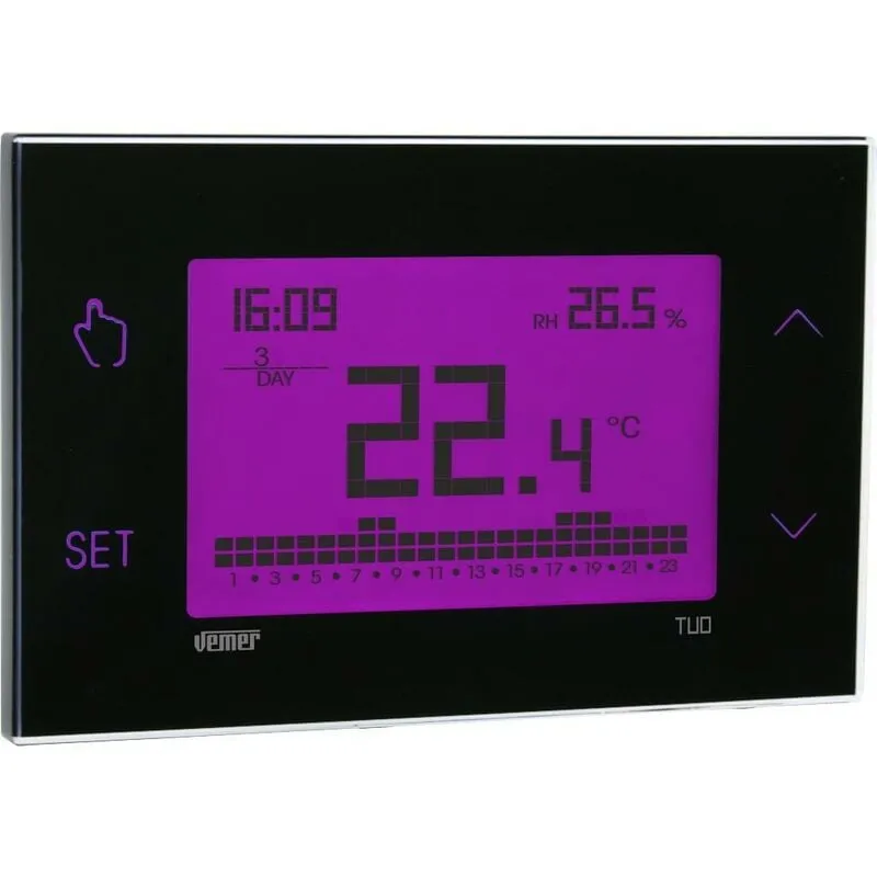 Vemer - Cronotermostato touch screen settimanale da parete display multicolore ve771700