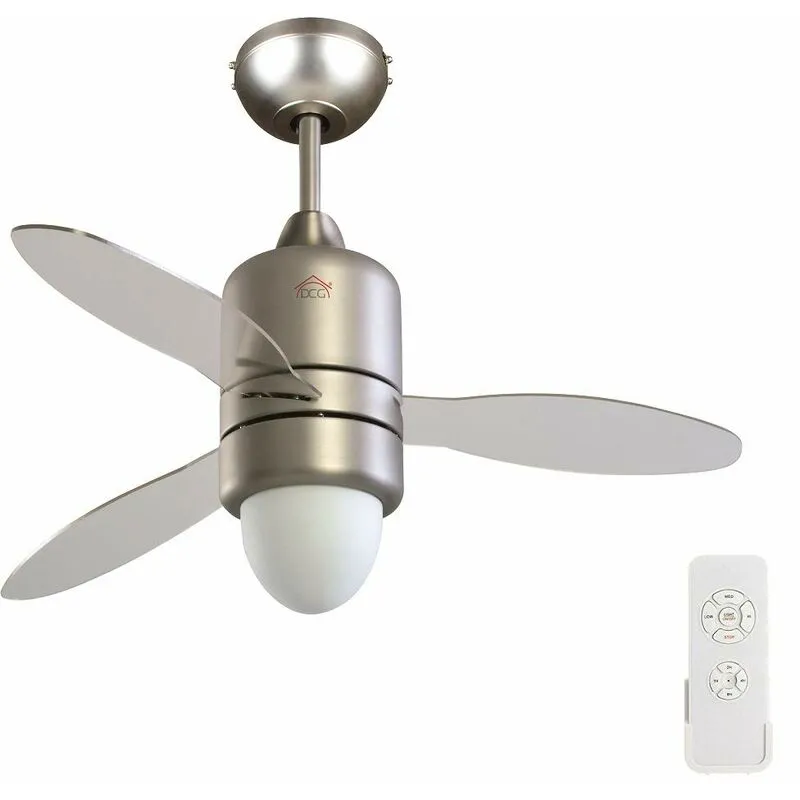 VECRD65TL Ventilatore da Soffitto 3 Pale in Metallo e Plastica con Lampada e Telecomando, Acciaio, Bianco e Nero - 