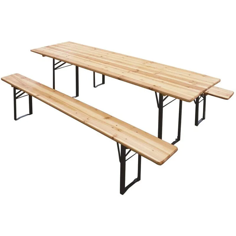 Biacchi - birreria set tavolo+panche richiudibile tavolo giardino legno 70x220cm verdelook