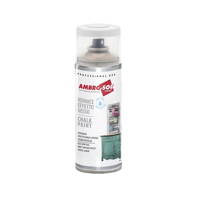 Smalto Decorativo Effetto Gesso Spray Ambro-sol Vernice Pittura Vintage da 400ml – col. bianco crema