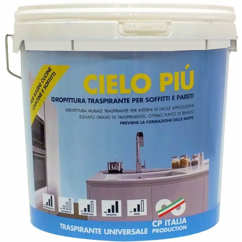 Cp Italia Production - Idropittura Traspirante per interni - 5 litri - colore bianco - 500CAP000005 Cielo Più