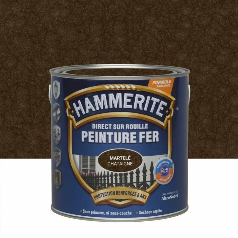 Hammerite - Vernice per ferro esterno Diretta su ruggine castagno martellato 2,5 l