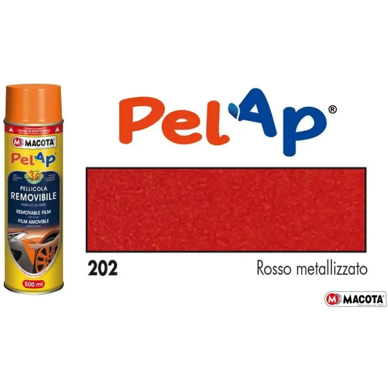 Pelap Pellicola Spray Rimovibile Rosso Metallizzato 500ML Macota 83202