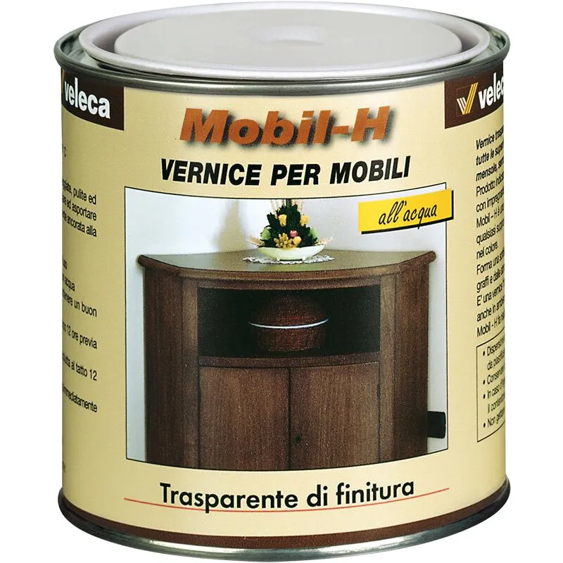 Vernice trasparente per mobili di finitura Lucida a base d'acqua 250ml Veleca